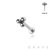 TRIPLE MICRO BEAD HEAD 316L SURGICAL STEEL PUSH IN THREADLESS LABRET